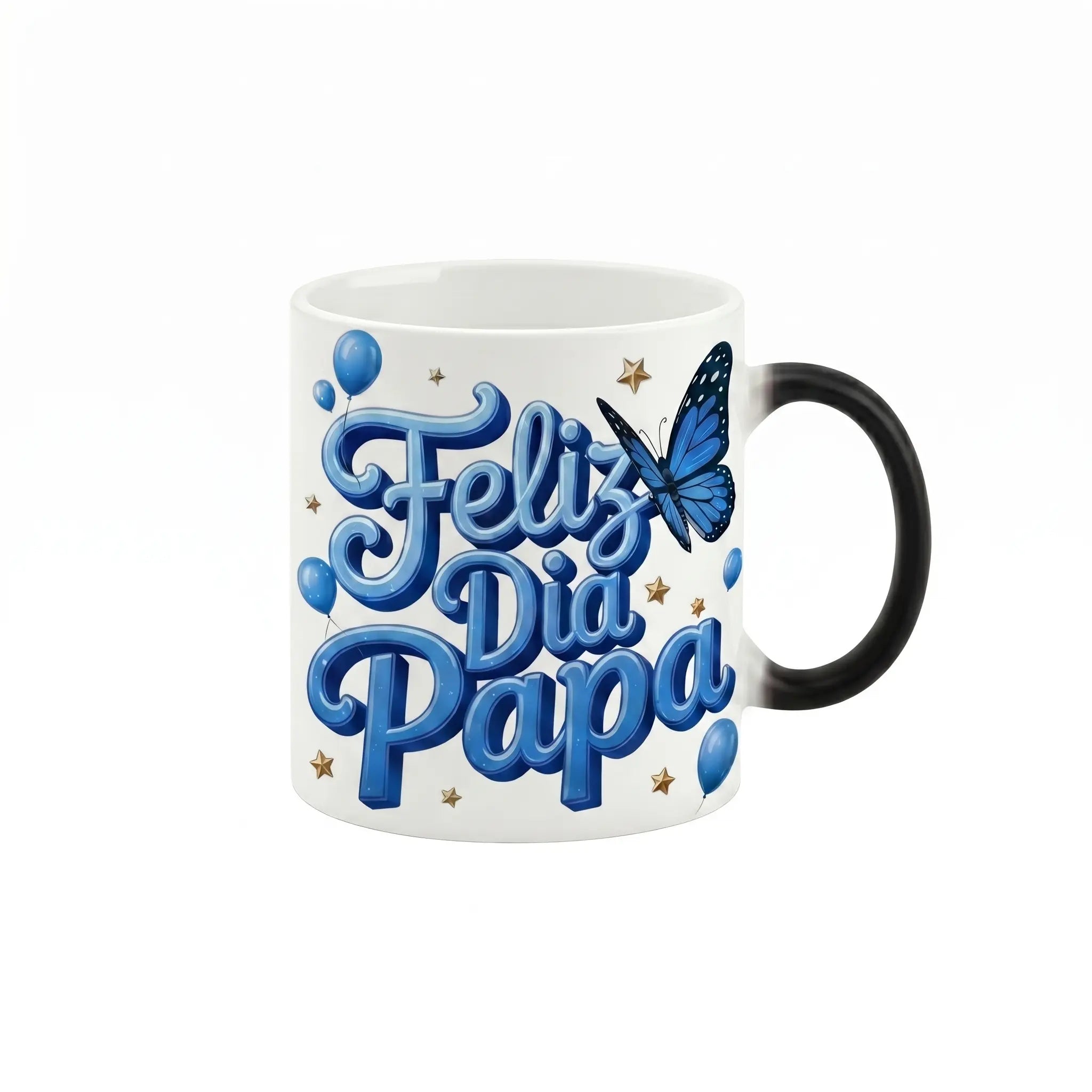 11oz Thermosensitive Ceramic Color Changing Mug, "Feliz Dia Papa" Printed Beverage Cup with Secret Heat Reveal Magic, Father's Day Dad Gifts from Son for Papá, Kitchenware Drinkware