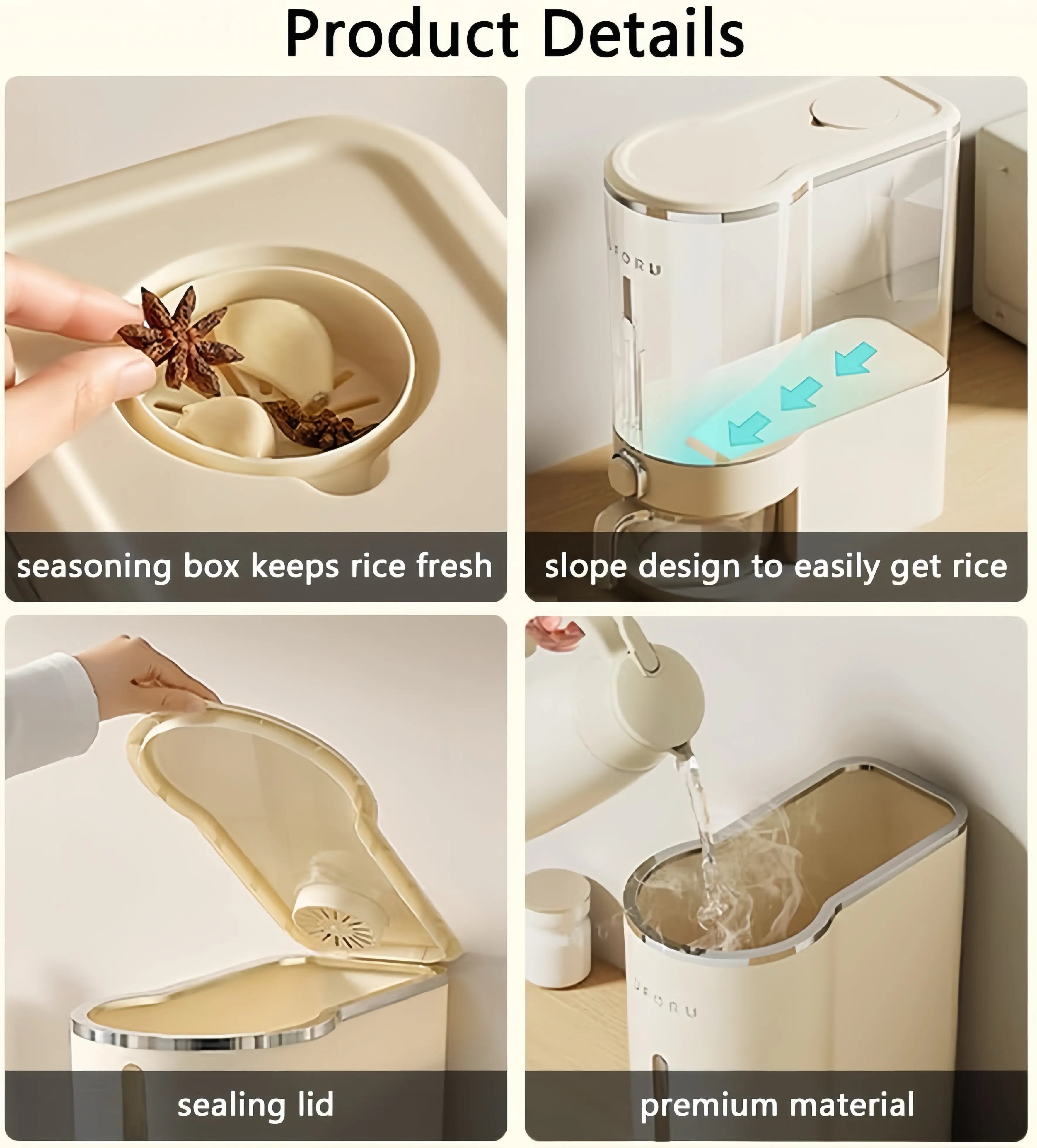 insect-proof airtight Rice Dispenser with Measuring Cups - Moisture-Resistant Plastic, Airtight Grain Storage Container for Soybeans, Corn & Cereals,pet food,cat food,dog food,suitable for kitchen and food storage room,dealsforyou#SummerWins