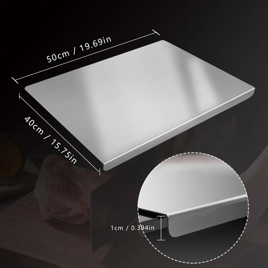 Premium Stainless Steel Cooking Cutting Board - Durable Chopping Board with Non-slip Rubber Base, Heavy Duty for Meat, Vegetables, Kitchen Gadgets, Christmas Gifts for Mothers, Family